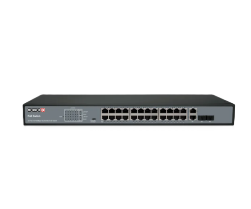 מתג Provision 24 PORT 100MB POE Switch 2XUplink 1GB 370W Total