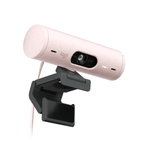 מצלמת רשת Logitech BRIO 500 Full HD 1080p 60fps 4MP USB-C ורודה באחריות יבואן רשמי