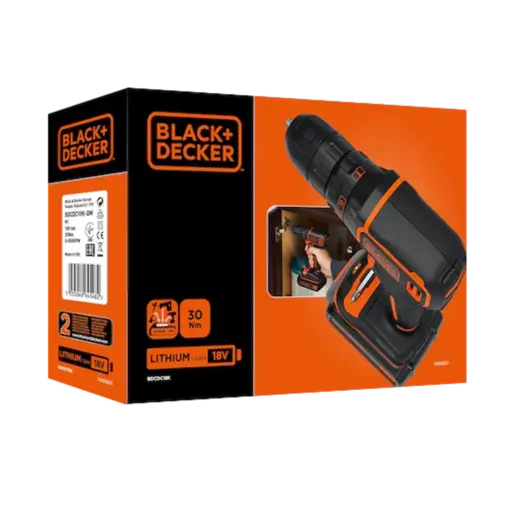 ערכת מקדחת פטיש 18V עם 2 סוללות ו-80 אביזרים מבית BLACK&DECKER