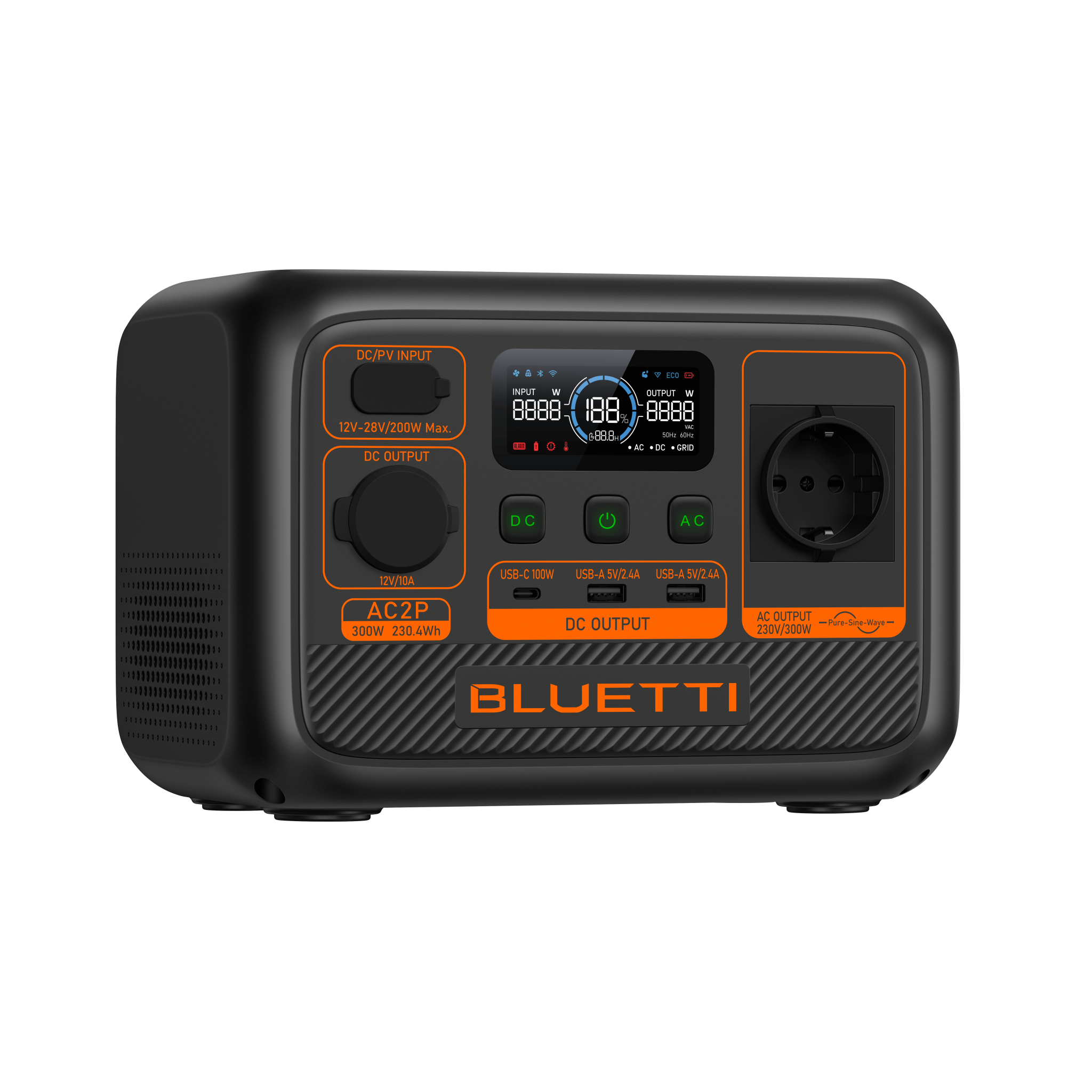 תחנת כוח ניידת Bluetti AC2P 300W 230.4Wh סוללה חיצונית לטיולים וקמפינג באחריות יבואן רשמי – תמונה 2