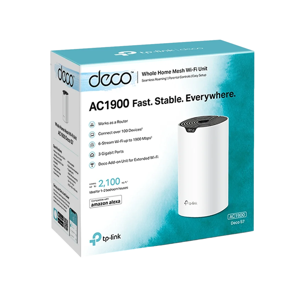 נתב אלחוטי Deco S7 Mesh AC1900 כיסוי רחב 2 יחידות Wifi מהיר עד 100 מכשירים באחריות יבואן רשמי 3 שנים – תמונה 2