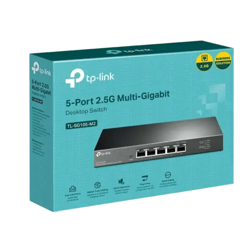 מתג רשת TP-Link SG105-M2 5 יציאות 2.5Gbps מהיר במיוחד באחריות יבואן רשמי 3 שנים