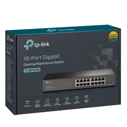 מתג רשת TP-Link TL-SG1016DE 16 פורטים Gigabit נטול ניהול באחריות יבואן רשמי