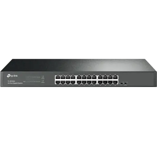 מתג רשת TP-LINK 24 פורט ג'יגה RJ45 לארון תקשורת 19 אינץ' באחריות יבואן רשמי 3 שנים