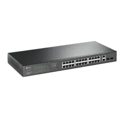 מתג רשת TP-Link 24 פורטים PoE+ Gigabit 26 יציאות 2 SFP 250W באחריות יבואן רשמי