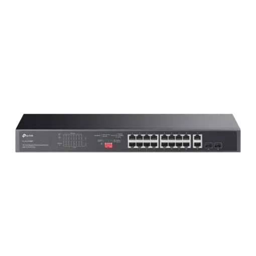 מתג רשת TP-Link 16 יציאות PoE+ 250W עם 2 יציאות SFP באחריות יבואן רשמי