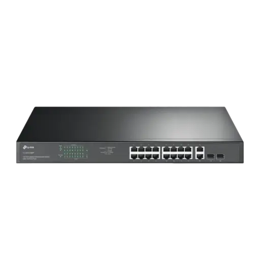 מתג רשת TP-Link 16 יציאות PoE+ 250W עם 2 יציאות SFP באחריות יבואן רשמי
