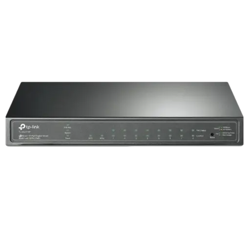 מתג רשת TP-LINK 8 פורטים GIGA POE+ 58W 10/100/1000Mbps 2 יציאות SFP באחריות יבואן רשמי 3 שנים