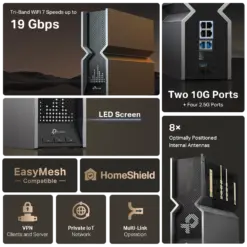 Alternative view of נתב Archer BE800 BE19000 WI-FI7 מבית TP-LINK