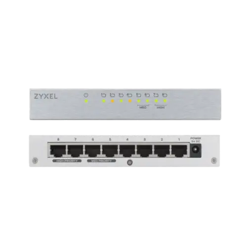 מתג רשת Zyxel GS-108B 8 פורטים Gigabit מתכתי 10/100/1000 QoS באחריות יבואן רשמי