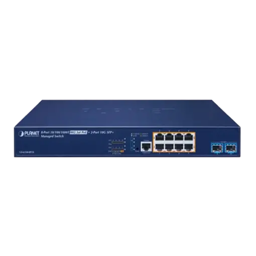 מתג ניהולי +PLANET GS-6320-8P2X L3 8×Gigabit PoE‎ + ‎2×10G SFP