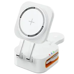 מטען אלחוטי מגנטי מתקפל 3 ב־1 Miracase MQIW610 לבן