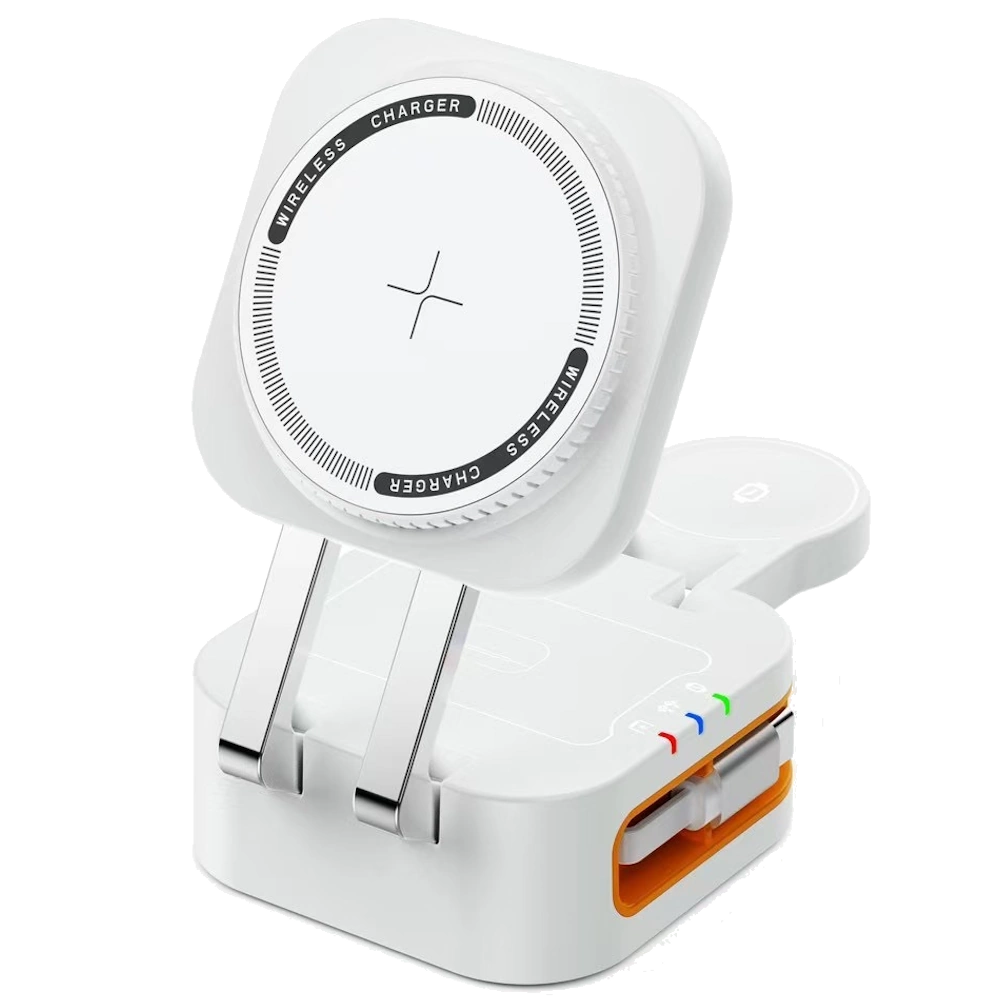 מטען אלחוטי מגנטי מתקפל 3 ב־1 Miracase MQIW610 לבן