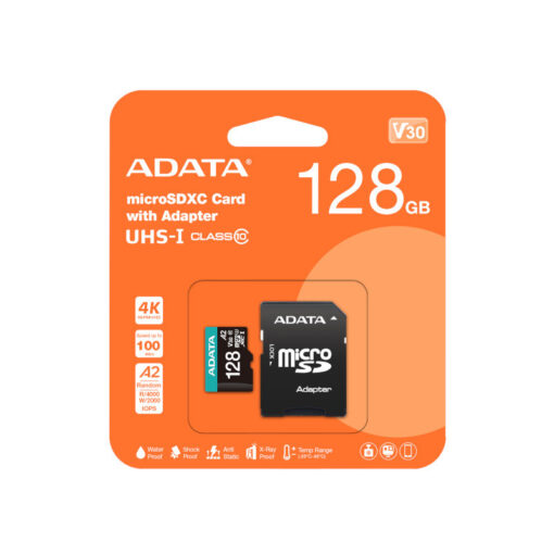 כרטיס זיכרון ADATA Premier Pro 128GB Class 10 UHS-I U3 V30 מהיר ואמין באחריות יבואן רשמי