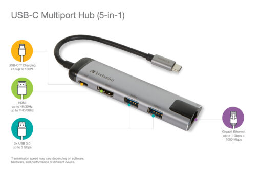 VERBATIM USB-C™ MULTIPORT HUB USB 3.1  HDMI  Gigabit Ethernet