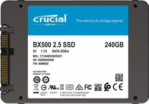 כונן SSD פנימי Crucial BX500 – 240GB – SATA 2.5 אינץ'