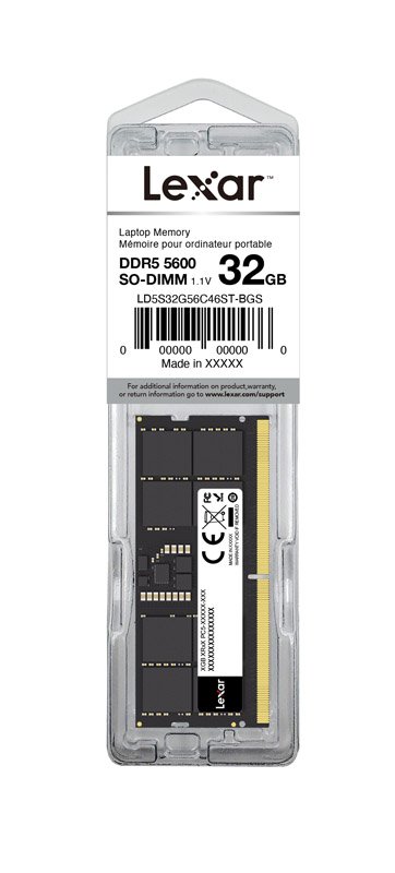 Lexar SODIMM 32GB DDR5 5600Mhz 262pin CL46 1.1V Blister Pac