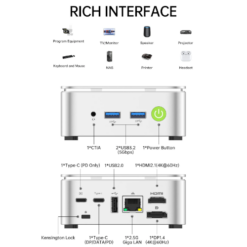 מחשב נייח קטן GMKtec G10 AMD R5 3500U 16GB 512GB WIN11PR