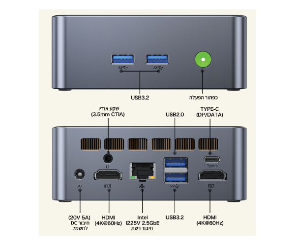מחשב נייח קטן GMK-M3 Intel I5-12450H 16GB 1TB NVME WIN11 Pro – תמונה 2