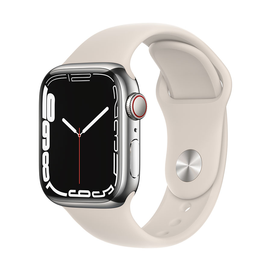Apple Watch Series 7 GPS + Cellular, 41mm Stainless Steel Case with Sport Band - Regular - Graphite Stainless Steel Case with Abyss Blue Sport Band - Regular – תמונה 2