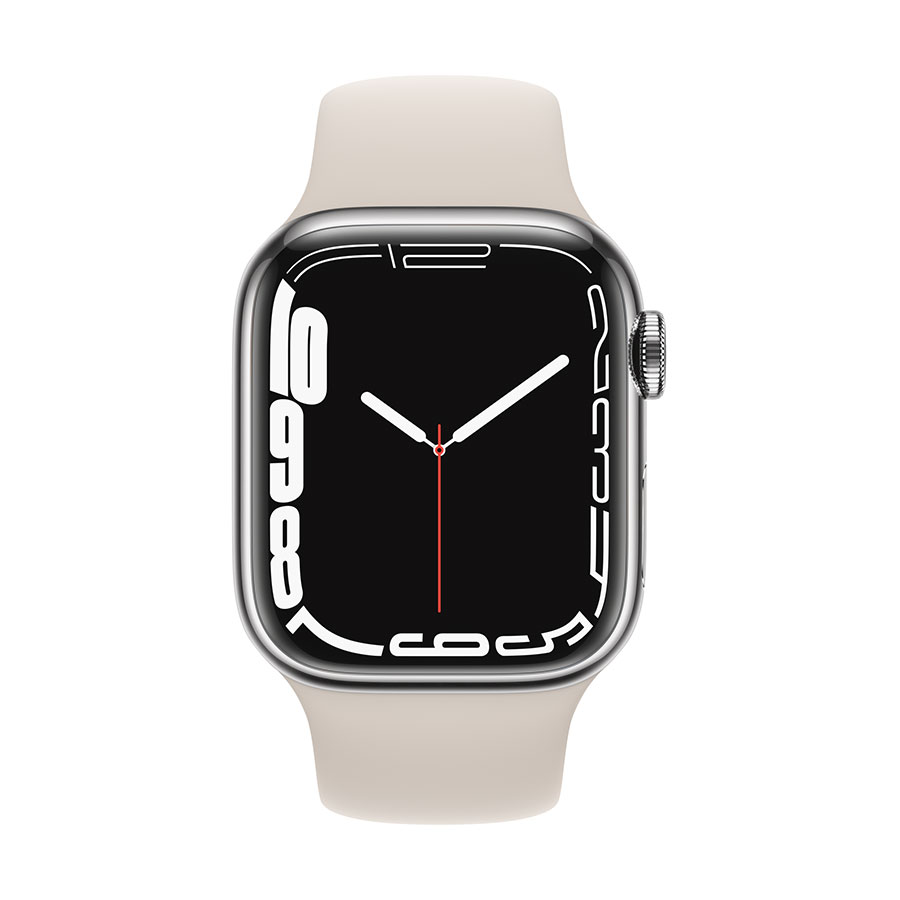 Apple Watch Series 7 GPS + Cellular, 41mm Stainless Steel Case with Sport Band - Regular - Graphite Stainless Steel Case with Abyss Blue Sport Band - Regular – תמונה 4