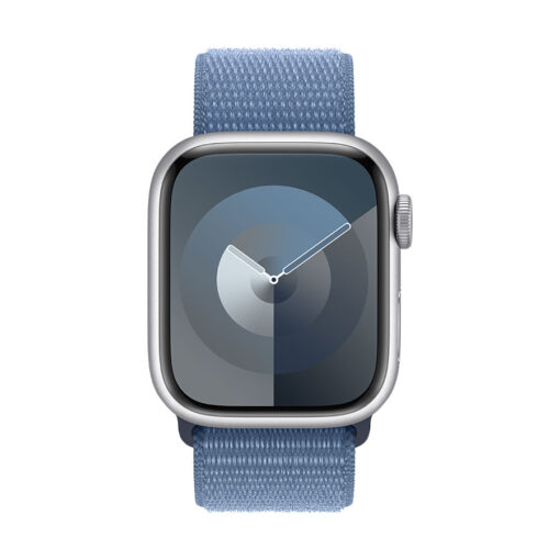 Apple Watch Series 9 GPS 41mm Aluminium Case with Sport Loop - Apple Watch Series 9 GPS 41mm Silver Aluminium Case with Winter Blue Sport Loop