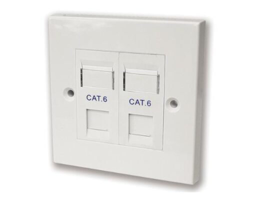 קופסא עם שתי יציאות ללא שקע RJ-45 Deep plastic box Cat6