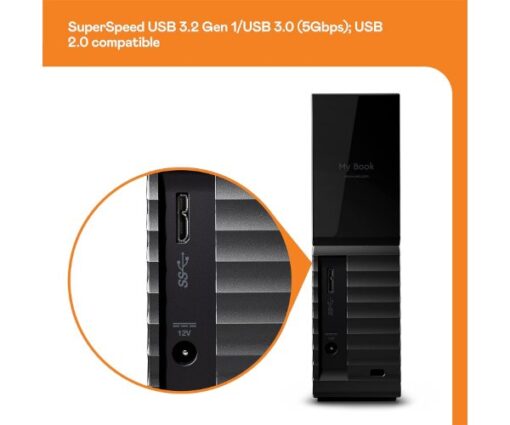 דיסק חיצוני WD My Book 22TB – ממשק USB 3.2 Gen1 – גודל 3.5 אינץ