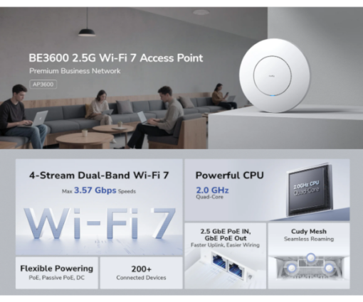 אקסס פוינט CUDY BE3600 2.5G WI-FI 7 POE 2.5GB Lan 3570Mbps MESH