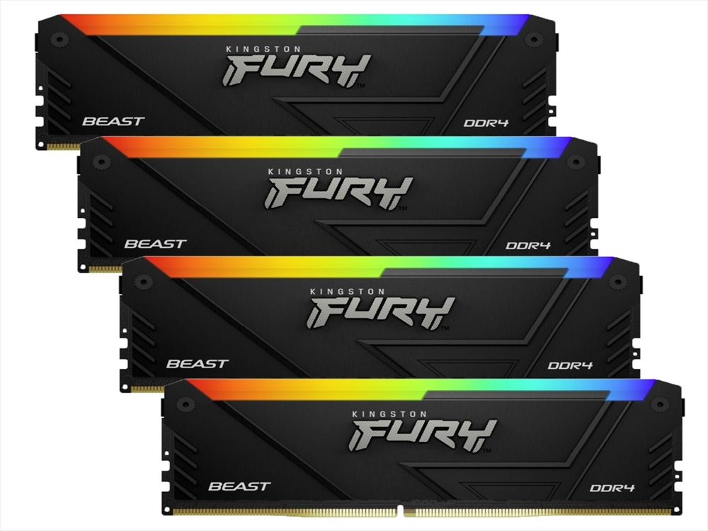 זיכרון Kingston FURY Beast RGB 128GB (4x32GB) DDR4 3600MHz CL18