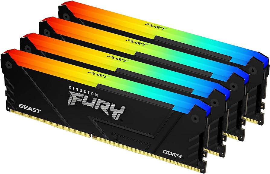 זיכרון Kingston FURY Beast RGB 64GB (4x16GB) DDR4 3600MHz CL18