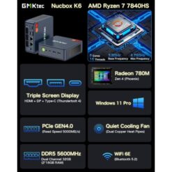 Alternative view of מחשב נייח מיני GMKtec K6 R7 7840HS 16GB DDR5 1TB NVME WIN11PRO