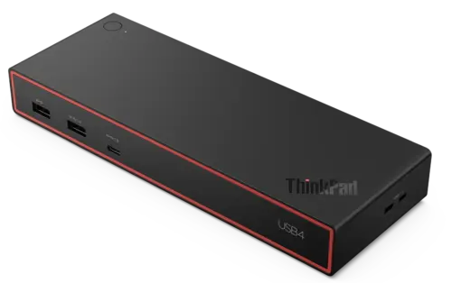 תחנת עגינה Lenovo ThinkPad USB4 Dock – עד 4 מסכים 4K@60Hz – הזנת חשמל עד 135W – חיבור Gigabit Ethernet – צבע שחור