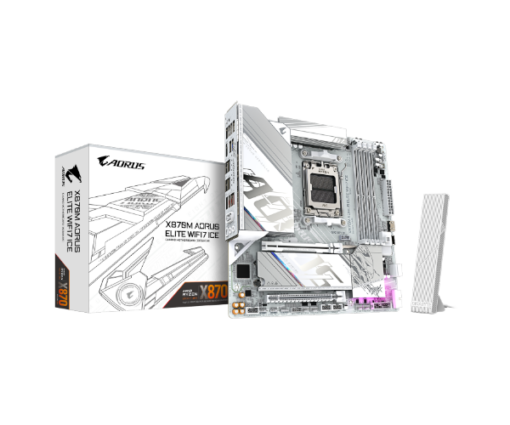 לוח אם Gigabyte X870M A ELITE WF7 ICE – AM5 – ערכת שבבים X870E – ATX – DDR5 – Wi-Fi 7 – PCIe 5.0