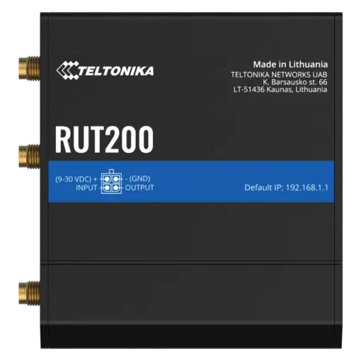 נתב סלולרי תעשייתי TELTONIKA RUT200 4G LTE Cat 4 150Mbps Wi-Fi 4 50 חיבורים אבטחה מתקדמת באחריות יבואן רשמי