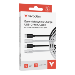Alternative view of VERBATIM SYNC&CHARGE USB C TO USB C 60W 1M – מארז זוגי