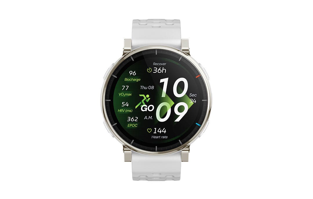 שעון חכם Amazfit Active 3 Premium – מסך AMOLED ספיר 1.32" – GPS – עמידות 5ATM – סוללה עד 12 ימים – צבע לבן