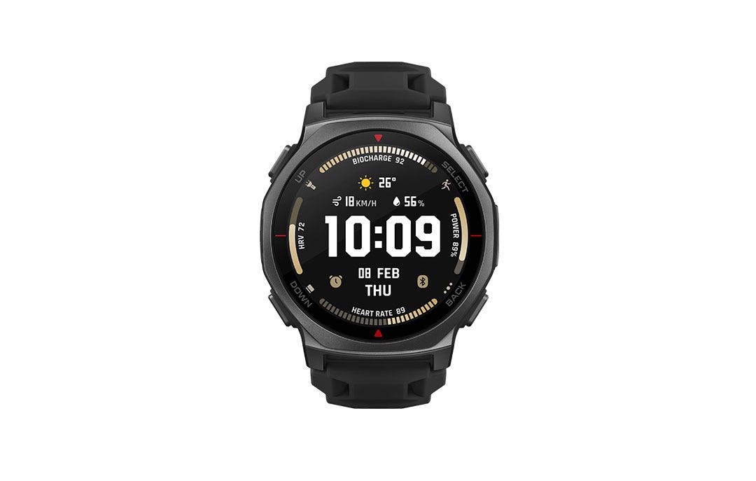 שעון חכם Amazfit T-Rex 3 Pro 44mm – מסך AMOLED ספיר 1.32" – GPS דו-תדרי – עמידות 10ATM – סוללה עד 17 ימים – צבע שחור טקטי