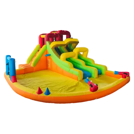 מתקן מתנפח לגינה MIRAJUMP – דגם MJ70 עולם המגלשות – מגלשה ואזור קפיצה – מפוח 550W