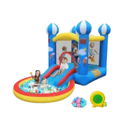 Alternative view of מתקן מתנפח לגינה MIRAJUMP – דגם MJ68 טירת הכדורים – מגלשה ואזור קפיצה – מפוח 550W