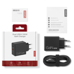 מטען קיר Lenovo Dual USB-C 65W GaN G0A6065WEU – צבע לבן