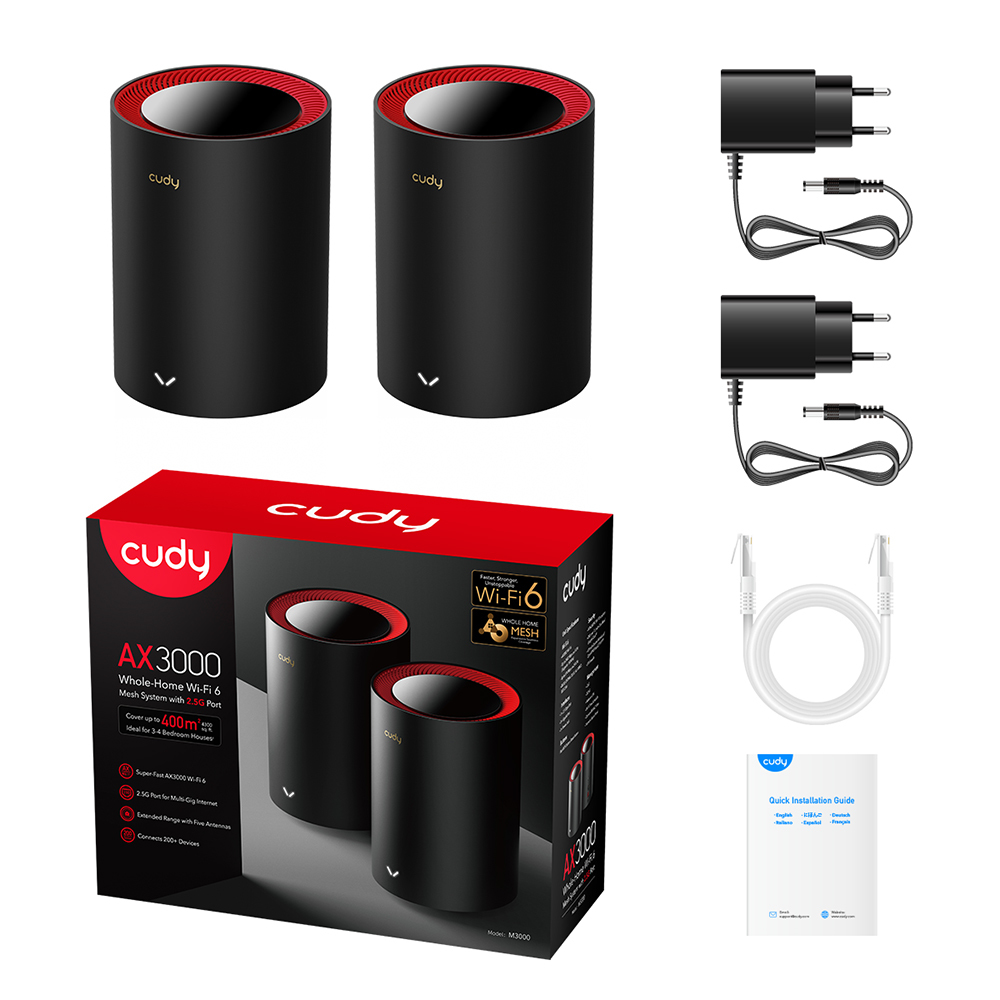 ראוטר Mesh אלחוטי Cudy M3000 – Wi-Fi 6 AX3000 – Dual Band – יציאת 2.5GbE – תמונה 2