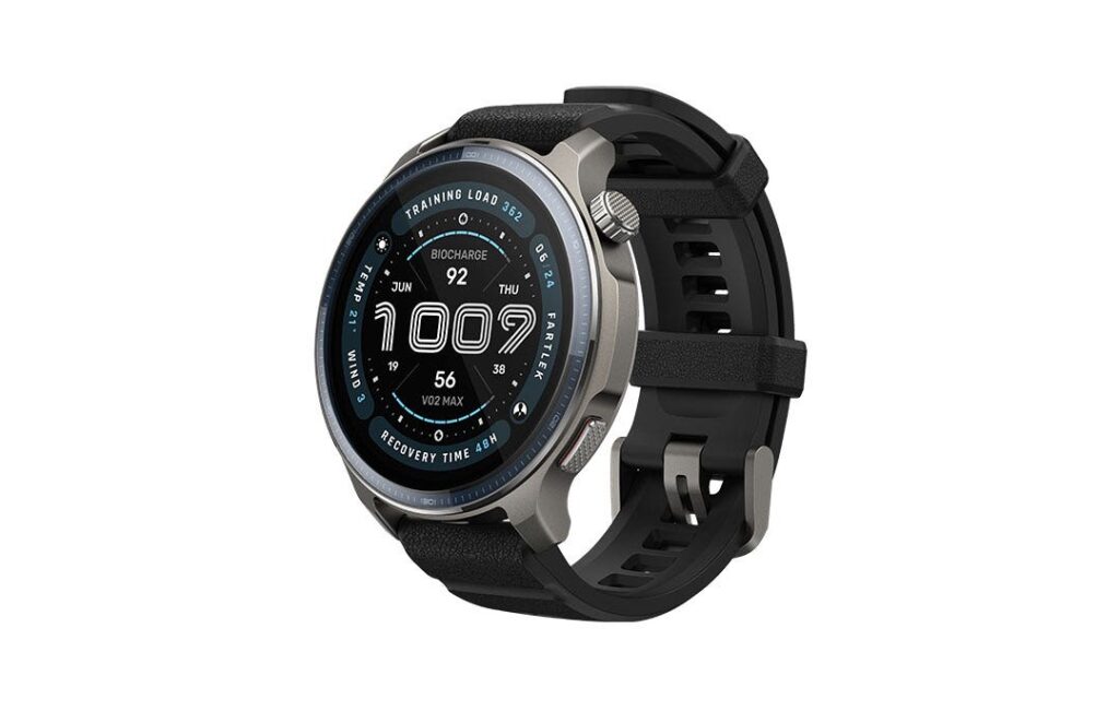 שעון חכם Amazfit דגם Balance 2 בצבע שחור, רצועה נוספת בצע אדום באריזה