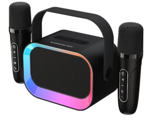 רמקול נייד בלוטוס Monster GK600 RGB עם 2 מיקרופונים בצבע שחור