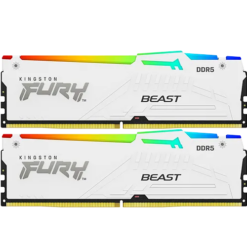 זכרון לנייח לבן Kingston Fury Beast RGB 32GB 2X16 DDR5 6000Mhz C3