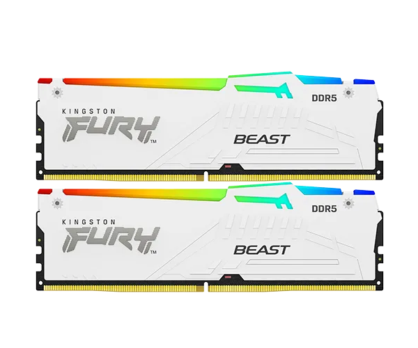 ז. לבן לנייח Kingston Fury Beast RGB 32GB 2X16 DDR5 6800Mhz C34