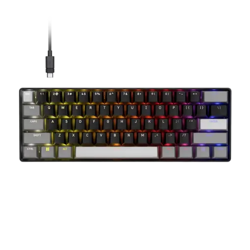 מקלדת גיימינג חוטית דגם CLIPPER PRO MINI 60 Hall Effect בצבע שחור מבית Corsair
